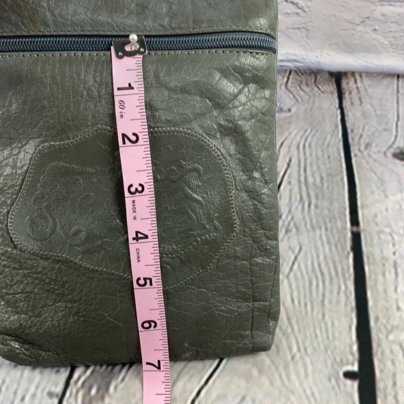 VINTAGE 70’s CARLOS FALCHI Gray Leather Crossbody Bag - Picture 9 of 17